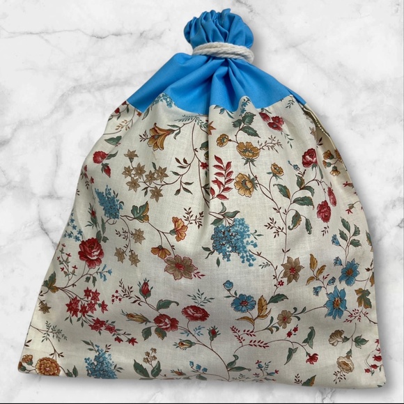 Floral Cotton Bread Bag Reusable Sourdough Natural Linen Bread Bag Zero Waste - Picture 3 of 4